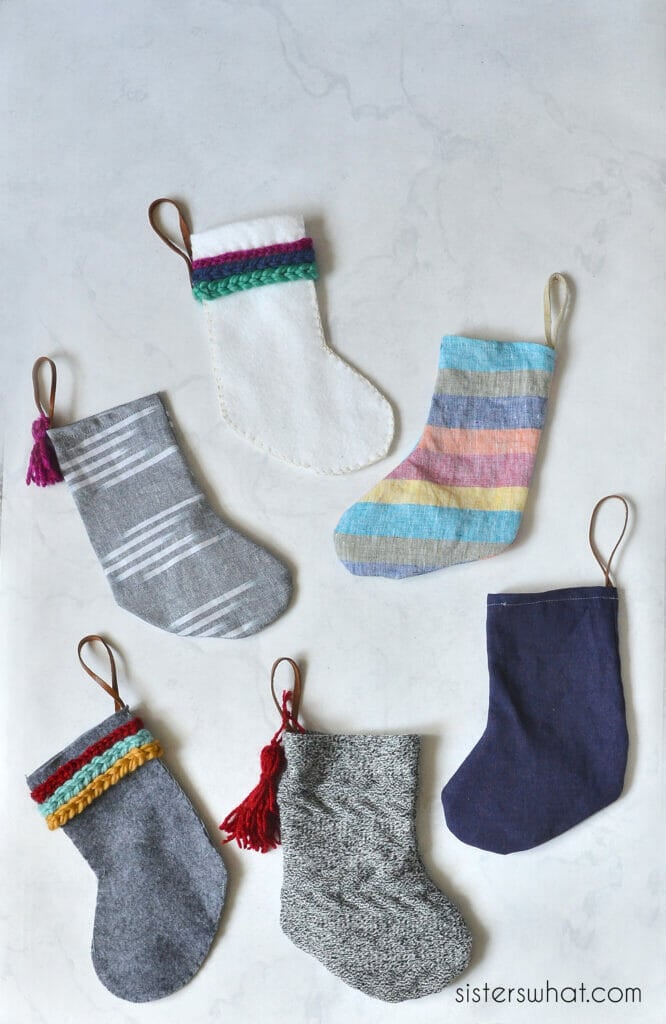 lots of small stockings made from fabric and felt