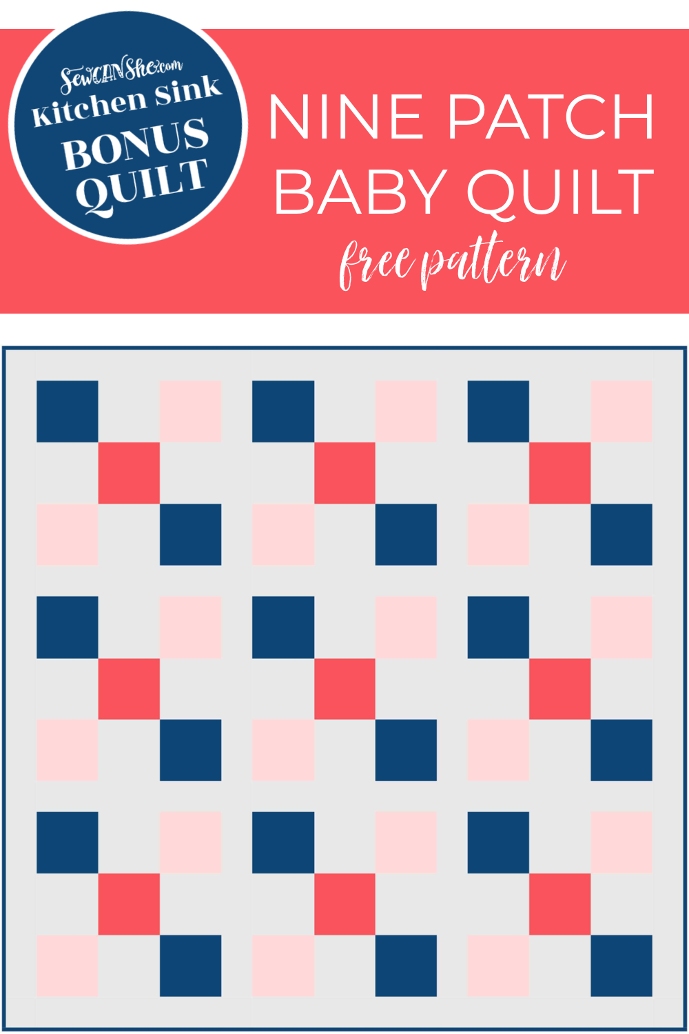 Sew a Simple 9Patch Baby Quilt (Free Pattern)!