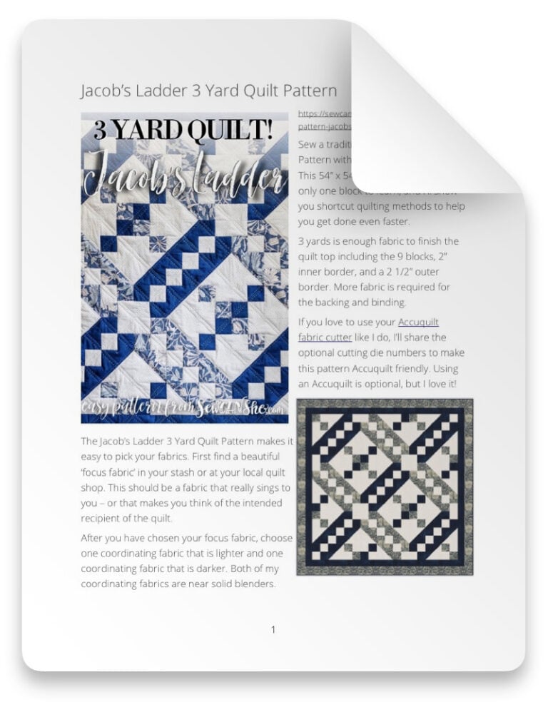 JACOB'S LADDER 3 YARD QUILT PATTERN OPTIMIZED FOR PRINTING