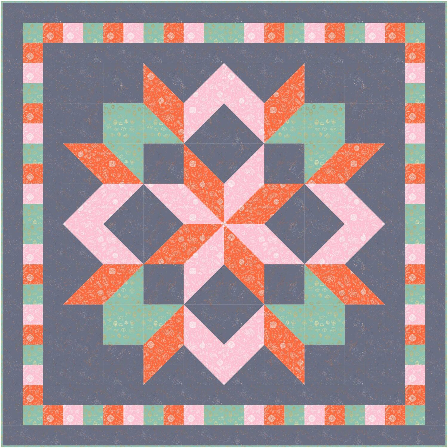 Free Carpenter Star Quilt Pattern with a Darling Border