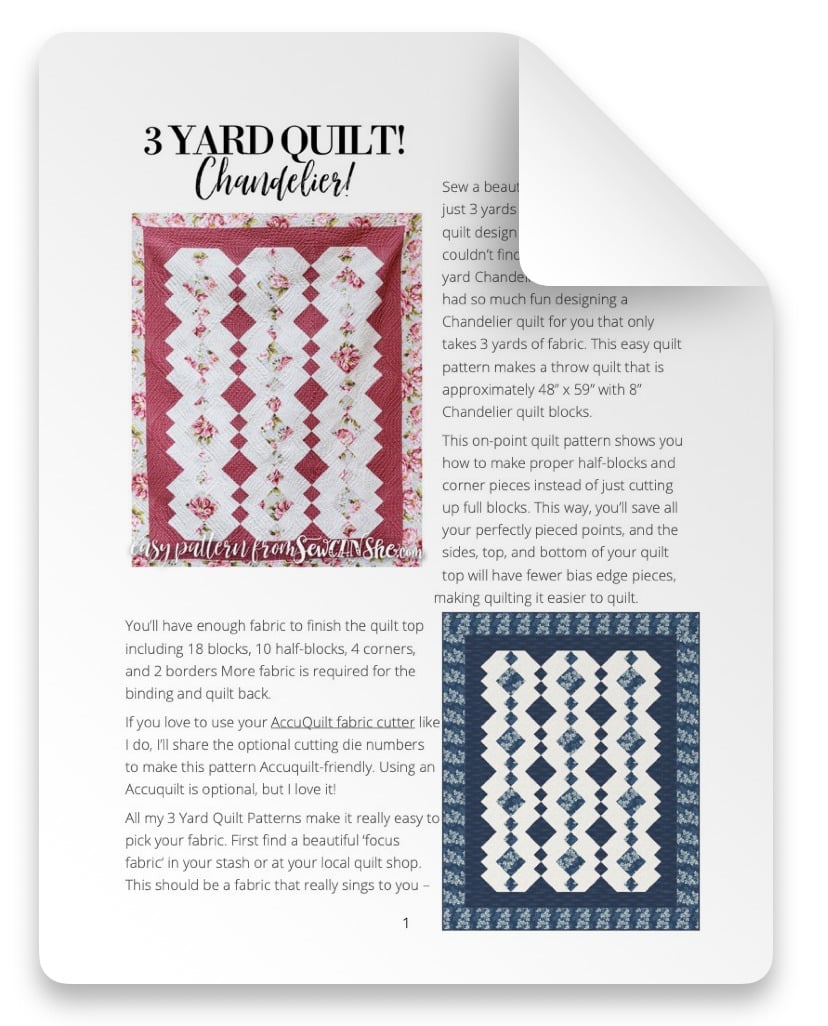 CHANDELIER 3 YARD QUILT PATTERN