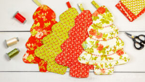 Colorful fabric Christmas tree decorations