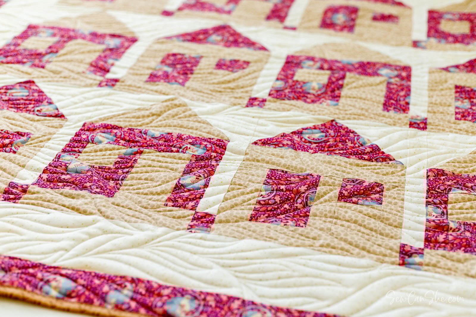 Hello Neighbor! Free 3 Yard Quilt Pattern with House Blocks