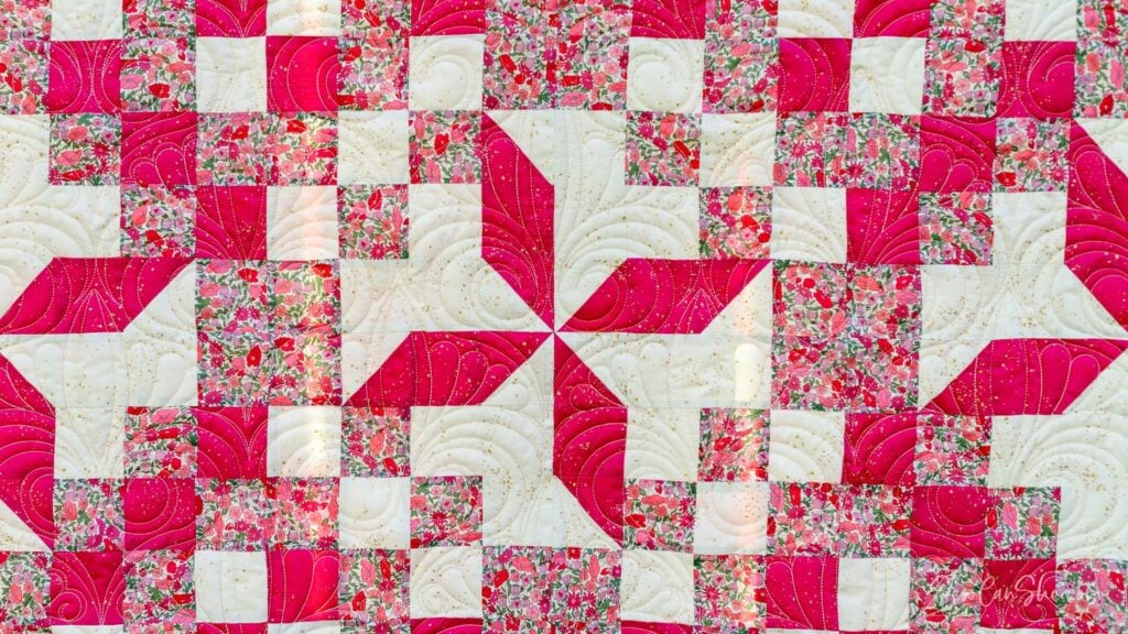 Colorful red and white quilt pattern design
