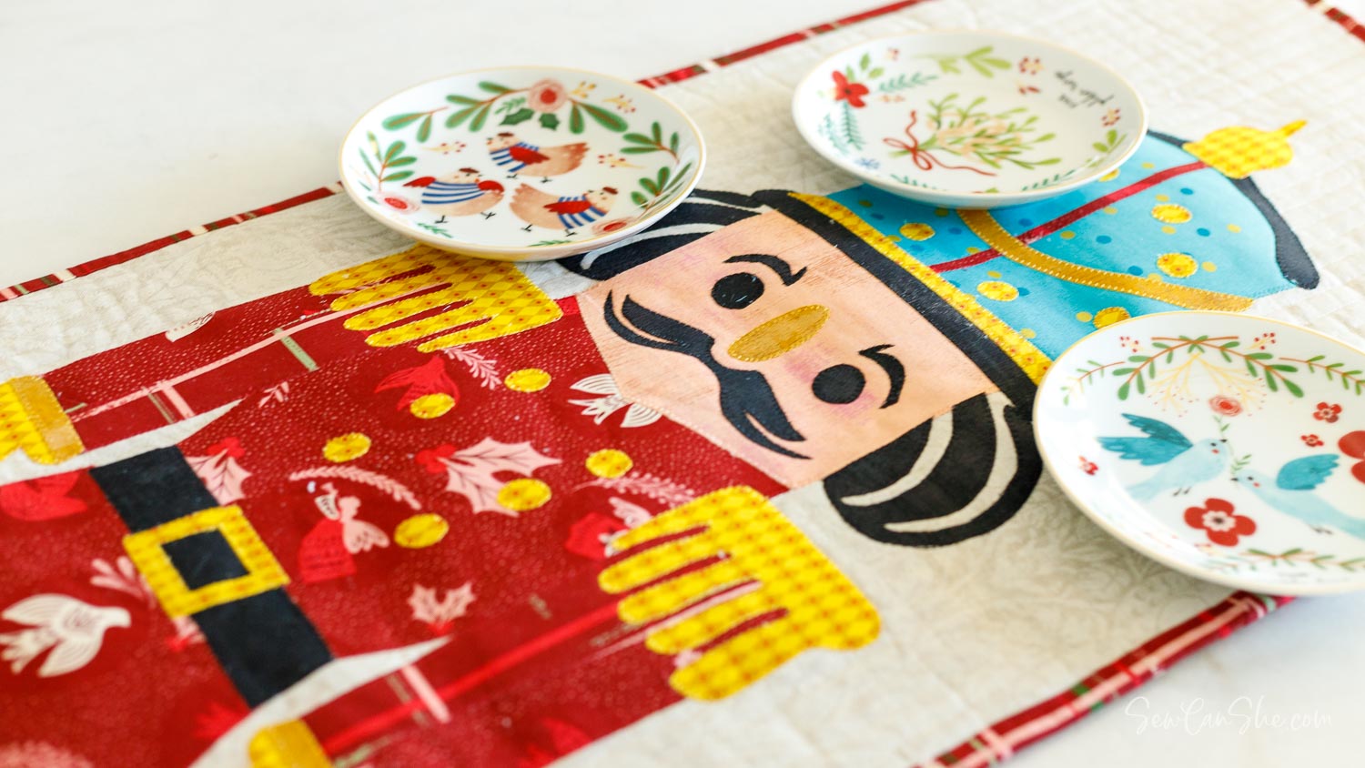 Nutcracker-themed table setting with plates