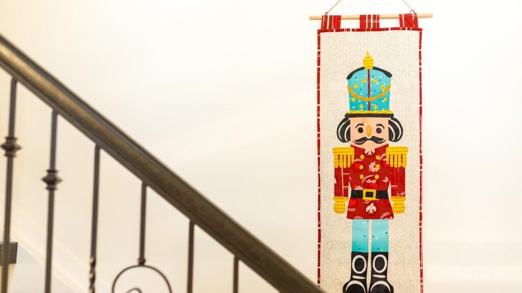 Colorful nutcracker decoration on wall
