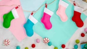 Colorful mini Christmas stockings garland