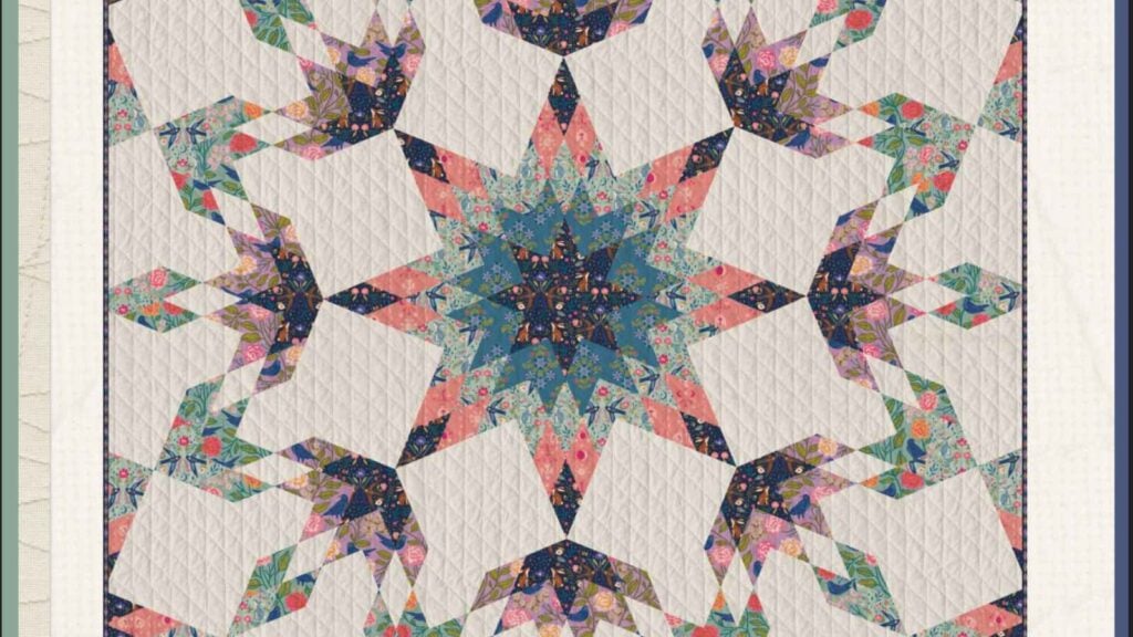 Strip pieced geometric design on a quilt