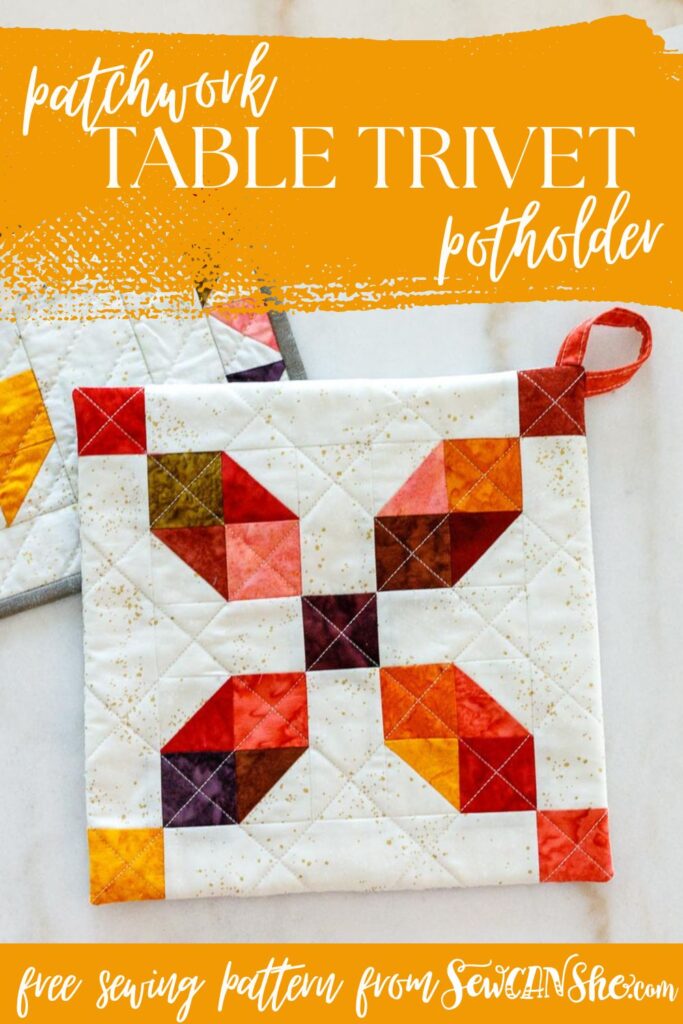 Colorful patchwork trivet potholder pattern