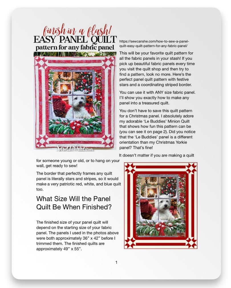 EASY PANEL QUILT PATTERN