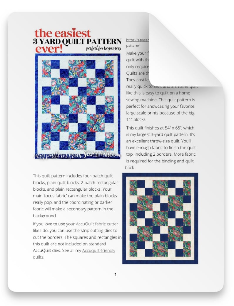 THE EASIEST 3 YARD QUILT PATTERN