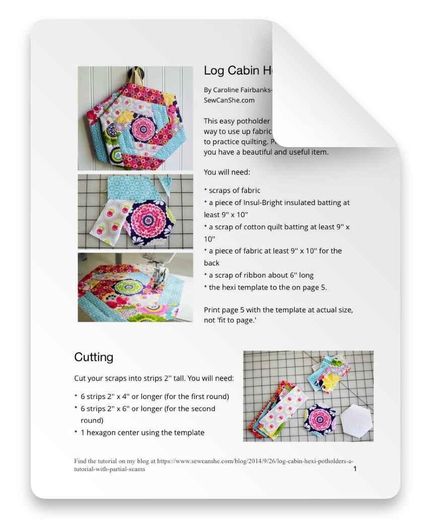 LOG CABIN HEXI POTHOLDER