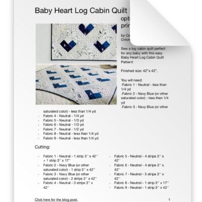 BABY HEART LOG CABIN QUILT PATTERN