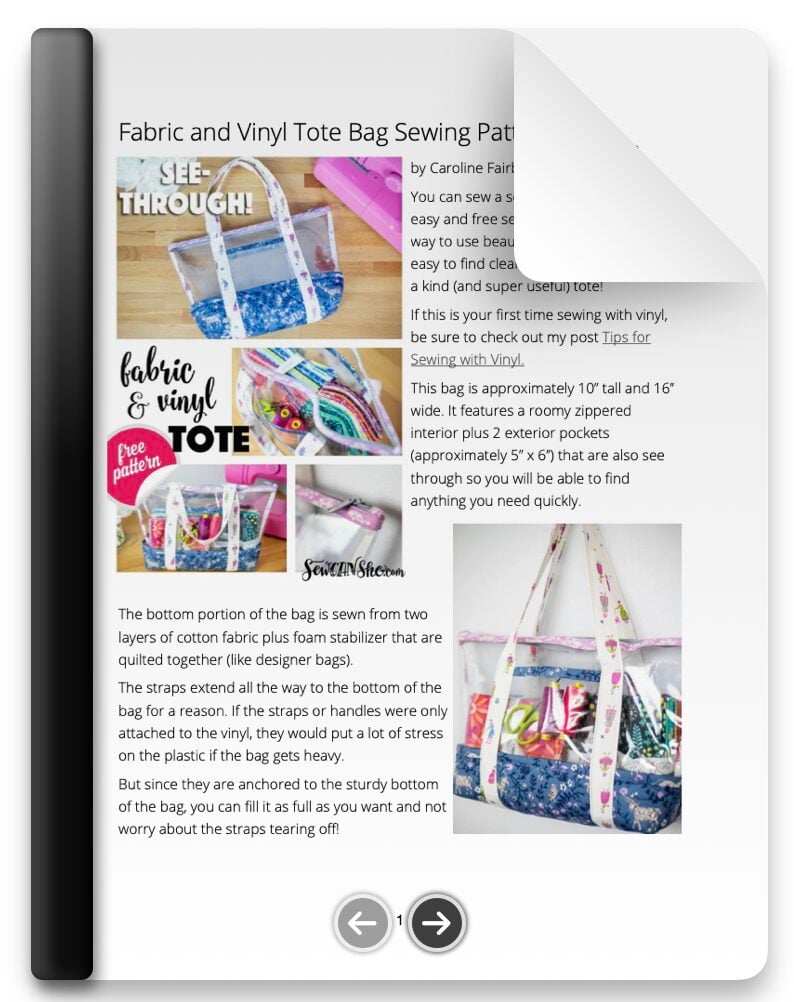 FABRIC AND VINYL TOTE SEWING PATTERN
