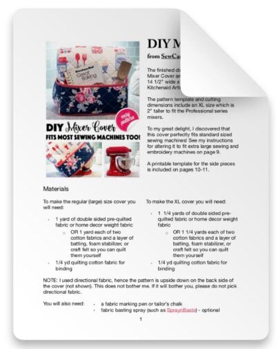 DIY MIXER COVER (AND SEWING MACHINE COVER) SEWING PATTERN