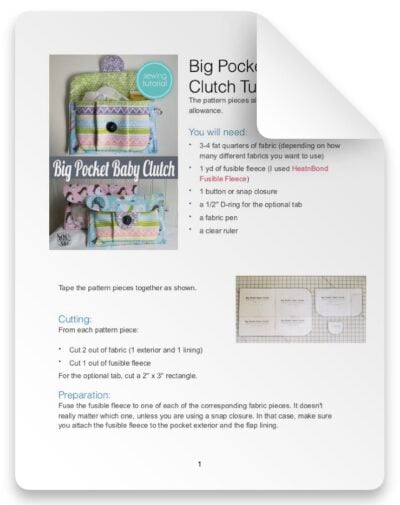 BIG POCKET BABY CLUTCH SEWING PATTERN