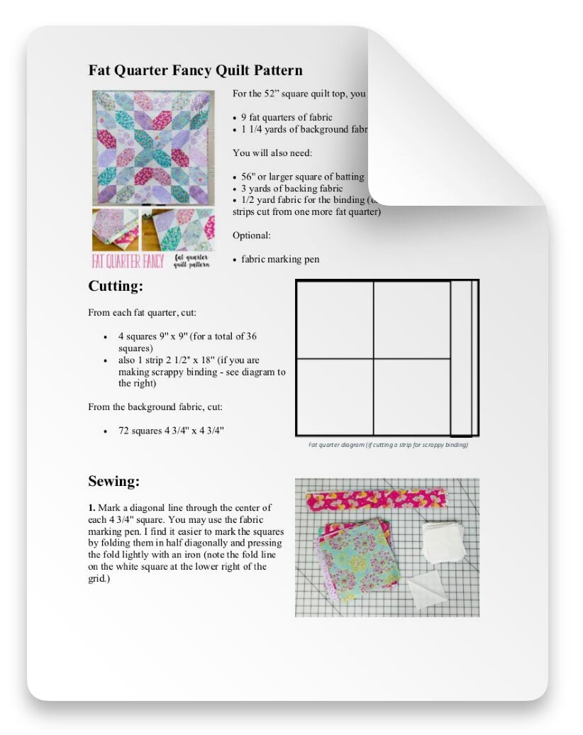 FAT QUARTER FANCY QUILT PATTERN
