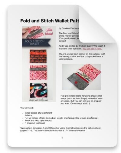 FOLD AND STITCH WALLET SEWING PATTERN