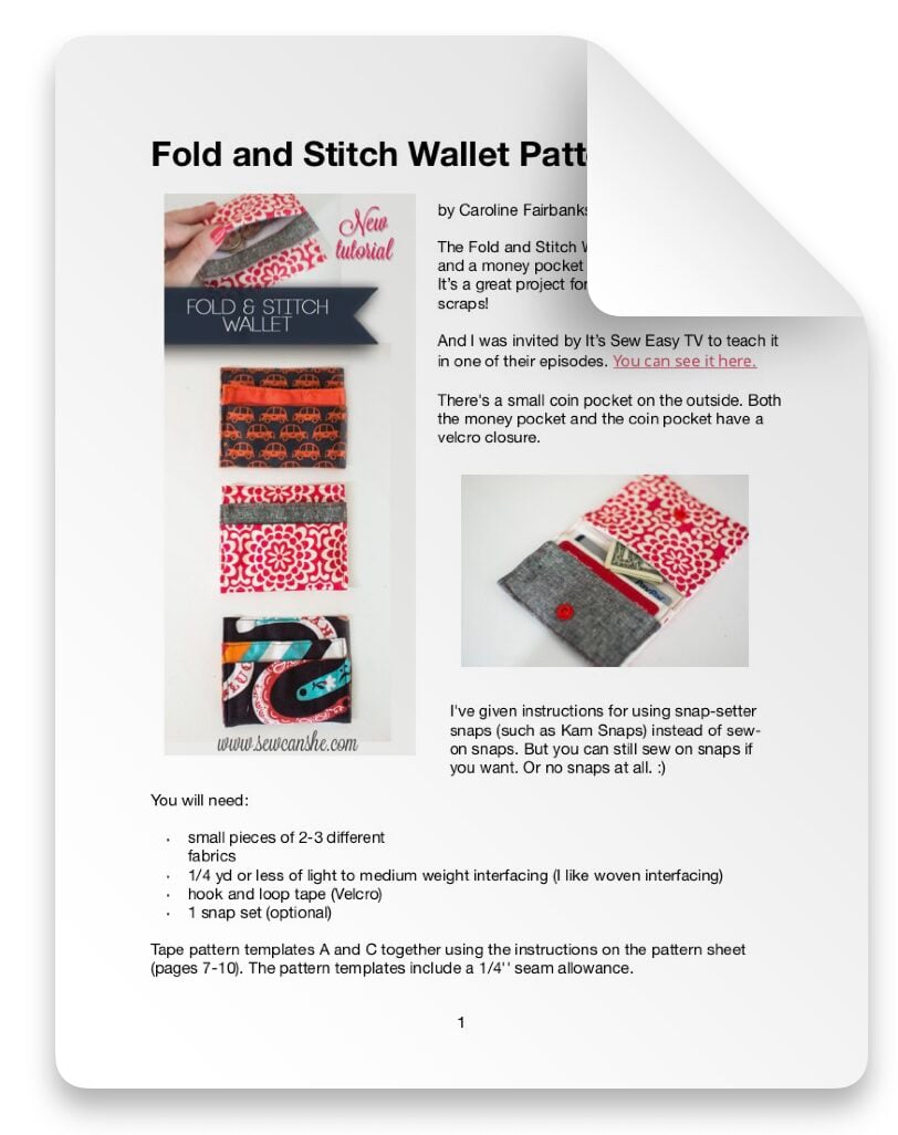 FOLD AND STITCH WALLET SEWING PATTERN