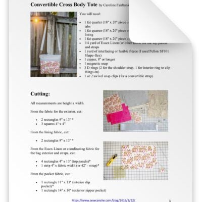 CONVERTIBLE CROSS BODY TOTE SEWING PATTERN