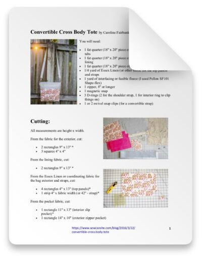 CONVERTIBLE CROSS BODY TOTE SEWING PATTERN