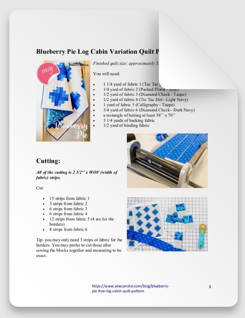 BLUEBERRY PIE LOG CABIN QUILT PATTERN