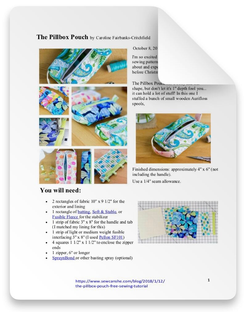 PILLBOX POUCH SEWING PATTERN