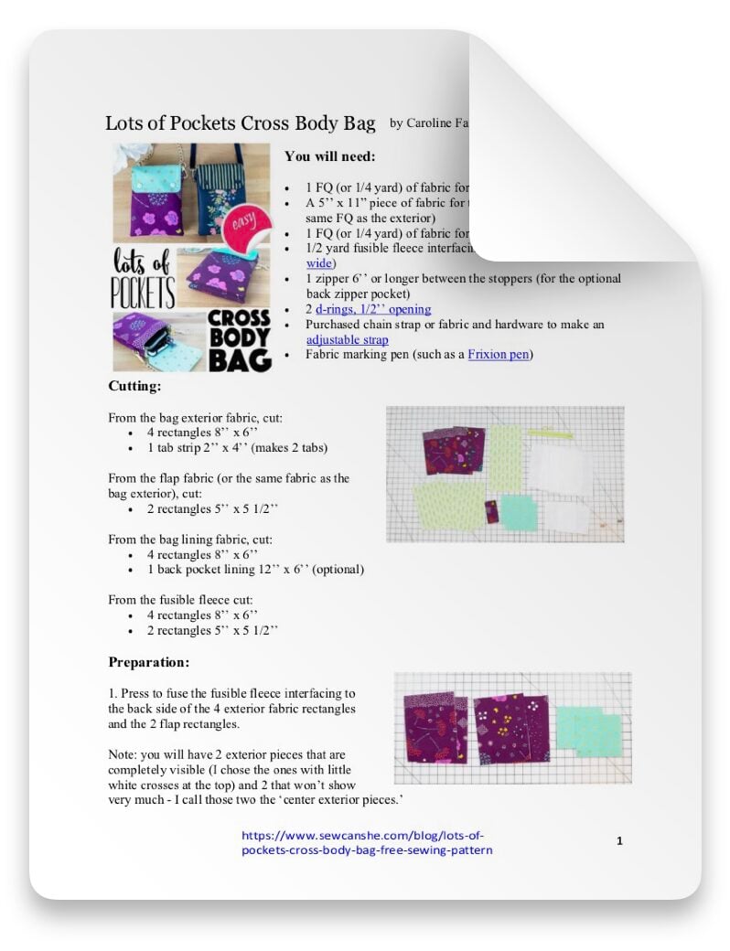 LOTS OF POCKETS CROSS BODY BAG SEWING PATTERN