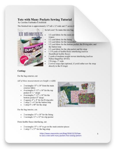 TOTE WITH MANY POCKETS SEWING PATTERN