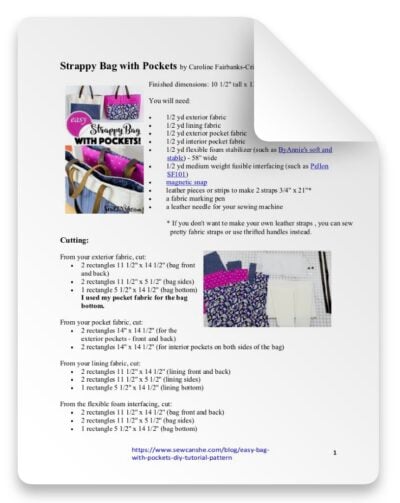 STRAPPY BAG WITH POCKETS SEWING PATTERN