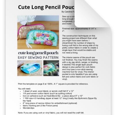 CUTE LONG PENCIL POUCH SEWING PATTERN