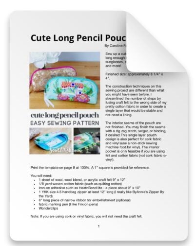 CUTE LONG PENCIL POUCH SEWING PATTERN