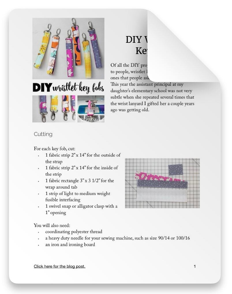 DIY WRISTLET KEY FOB SEWING PATTERN