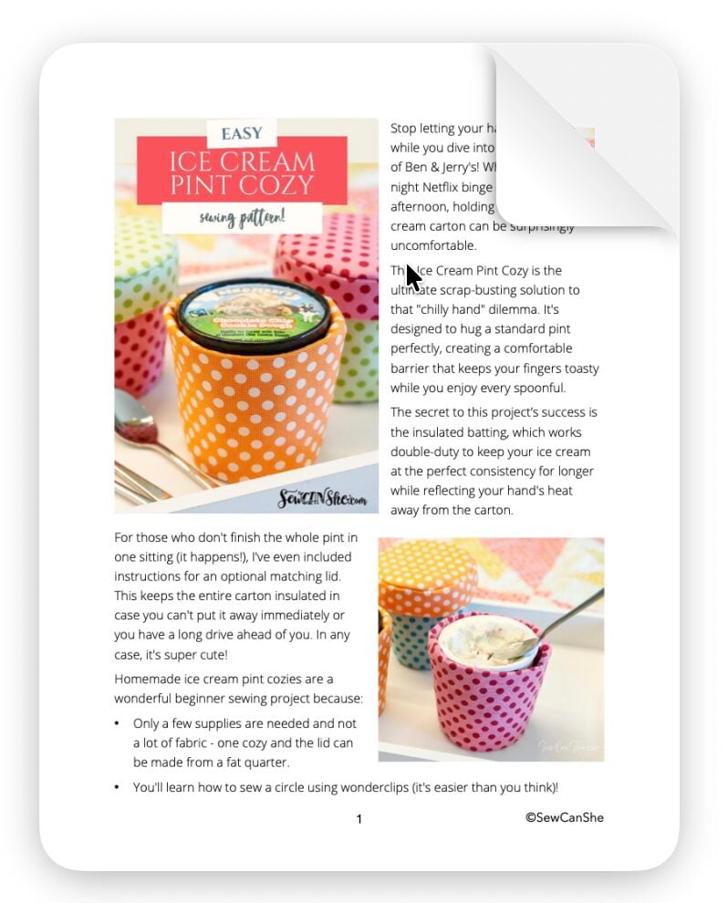 ICE CREAM PINT COZY SEWING PATTERN WITH AN OPTIONAL LID