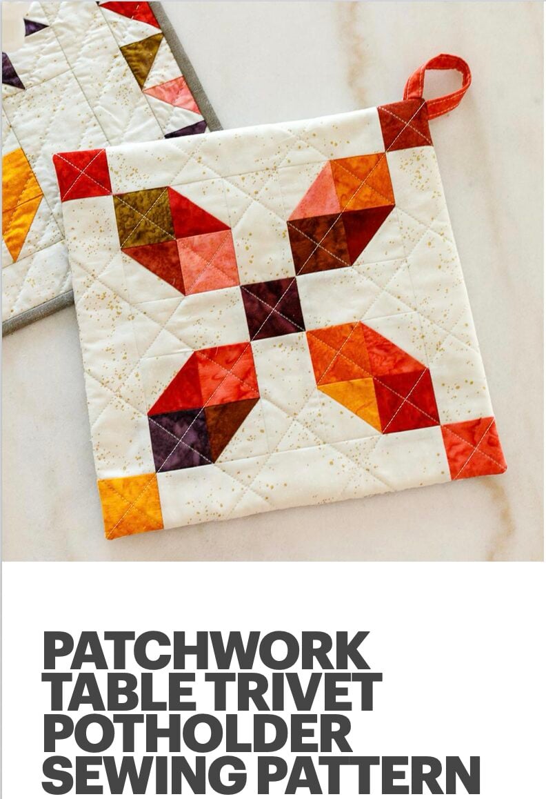 PATCHWORK TABLE TRIVET POTHOLDER SEWING PATTERN