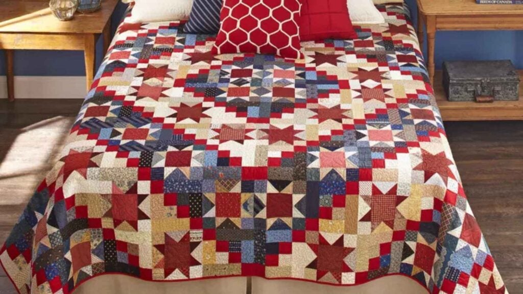 Colorful quilt with star patterns