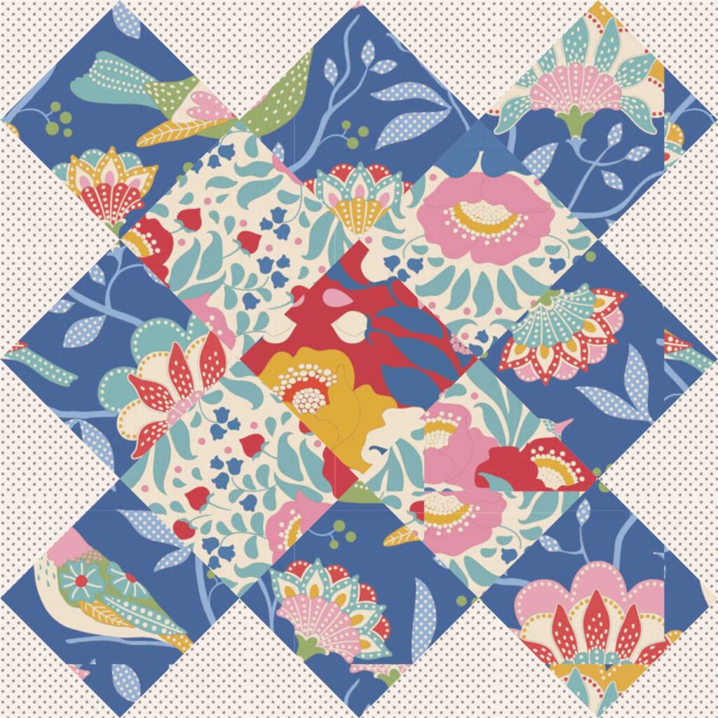 blue granny square quilt block