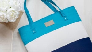 Colorful tote bag with floral arrangement fabric stabilizer