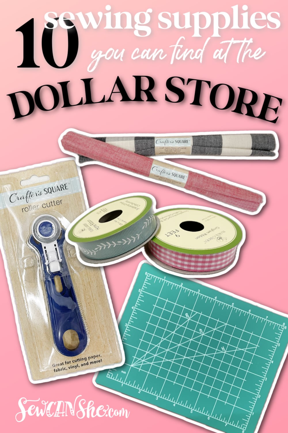 Sewing supplies from a dollar store