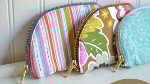 A set of three colorful zipper pouches