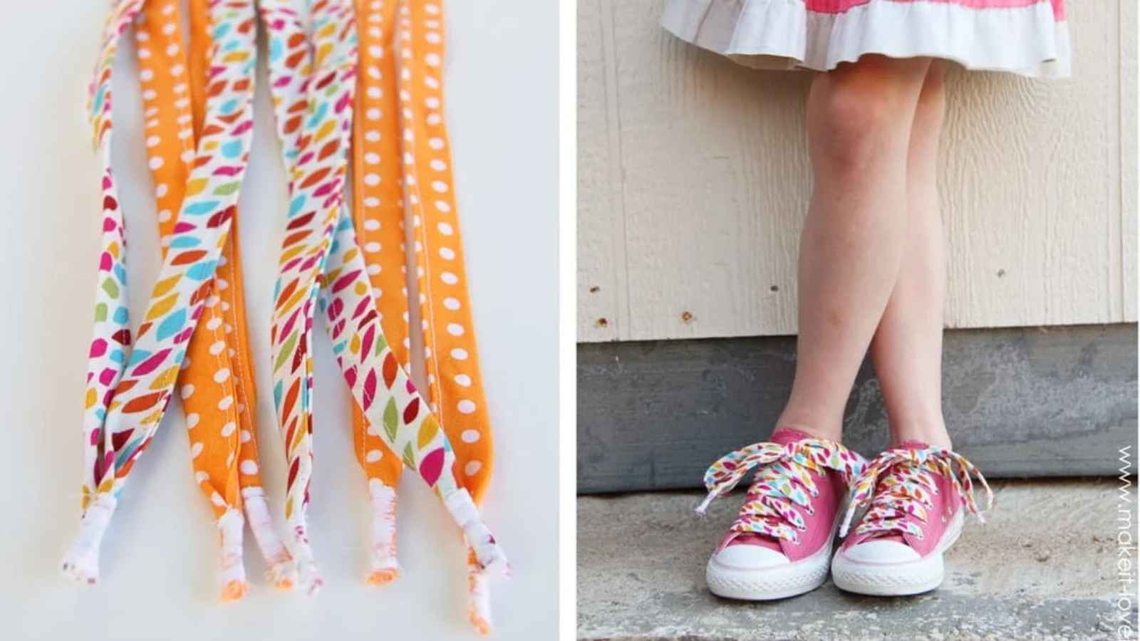 Colorful shoelaces with polka dots