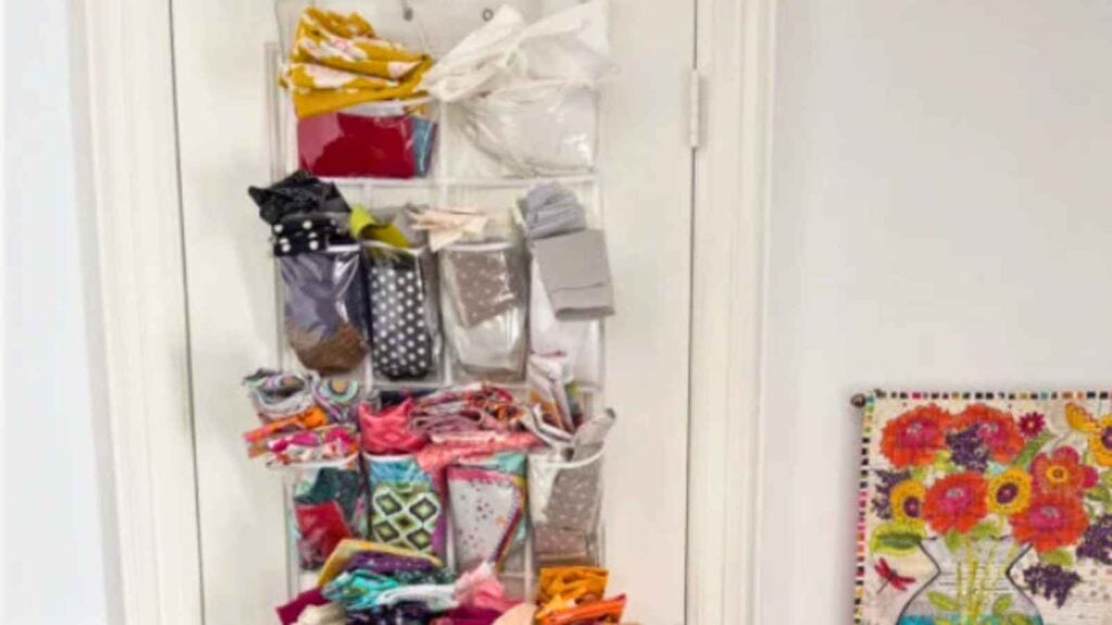 a shoe organizer for sewing fabric storage