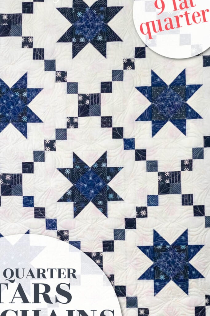 https://sewcanshe.com/fat-quarter-stars-and-irish-chain-free-quilt-pattern/ 76x76 Throw