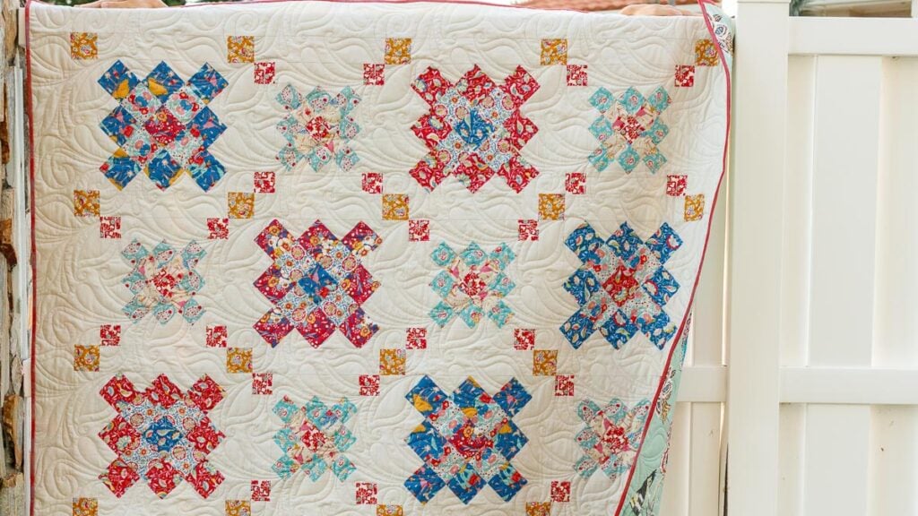 Colorful quilt with floral patterns