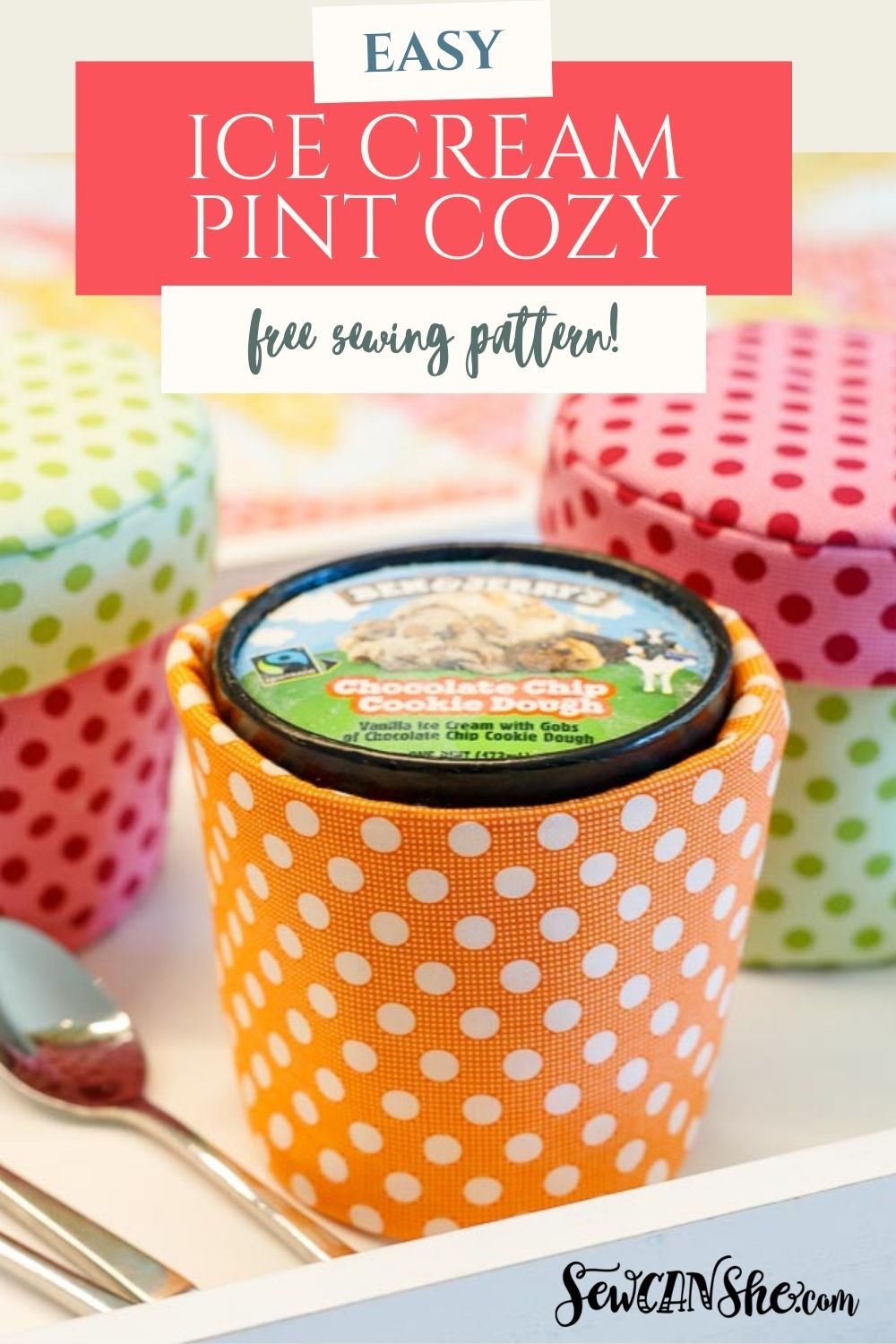 Colorful ice cream pint cozy tutorial