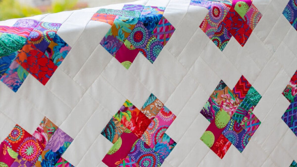 colorful quilt with scrappy fabrics
