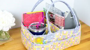 Hand made fabric caddy with handles and dividers