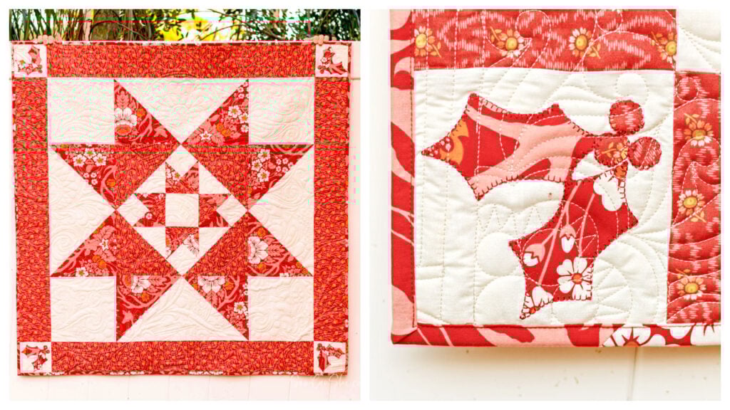 Red and white star quilt design