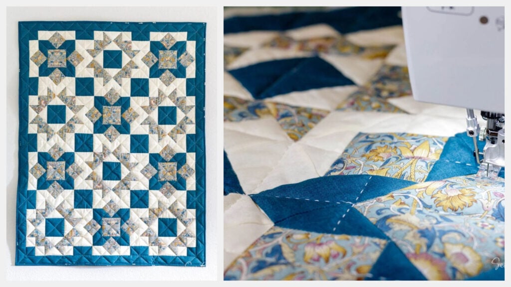 Colorful quilt with 3 yards of fabric.