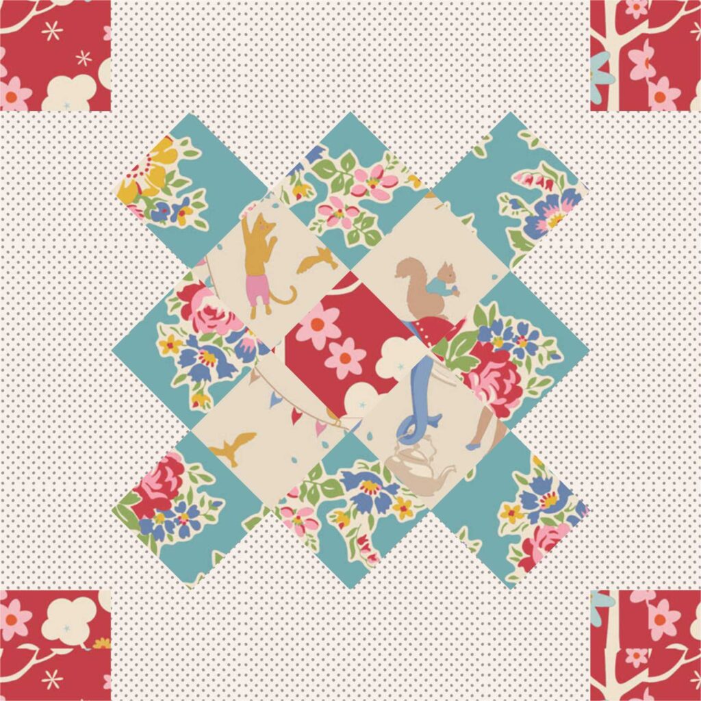 turquoise small granny square quilt block